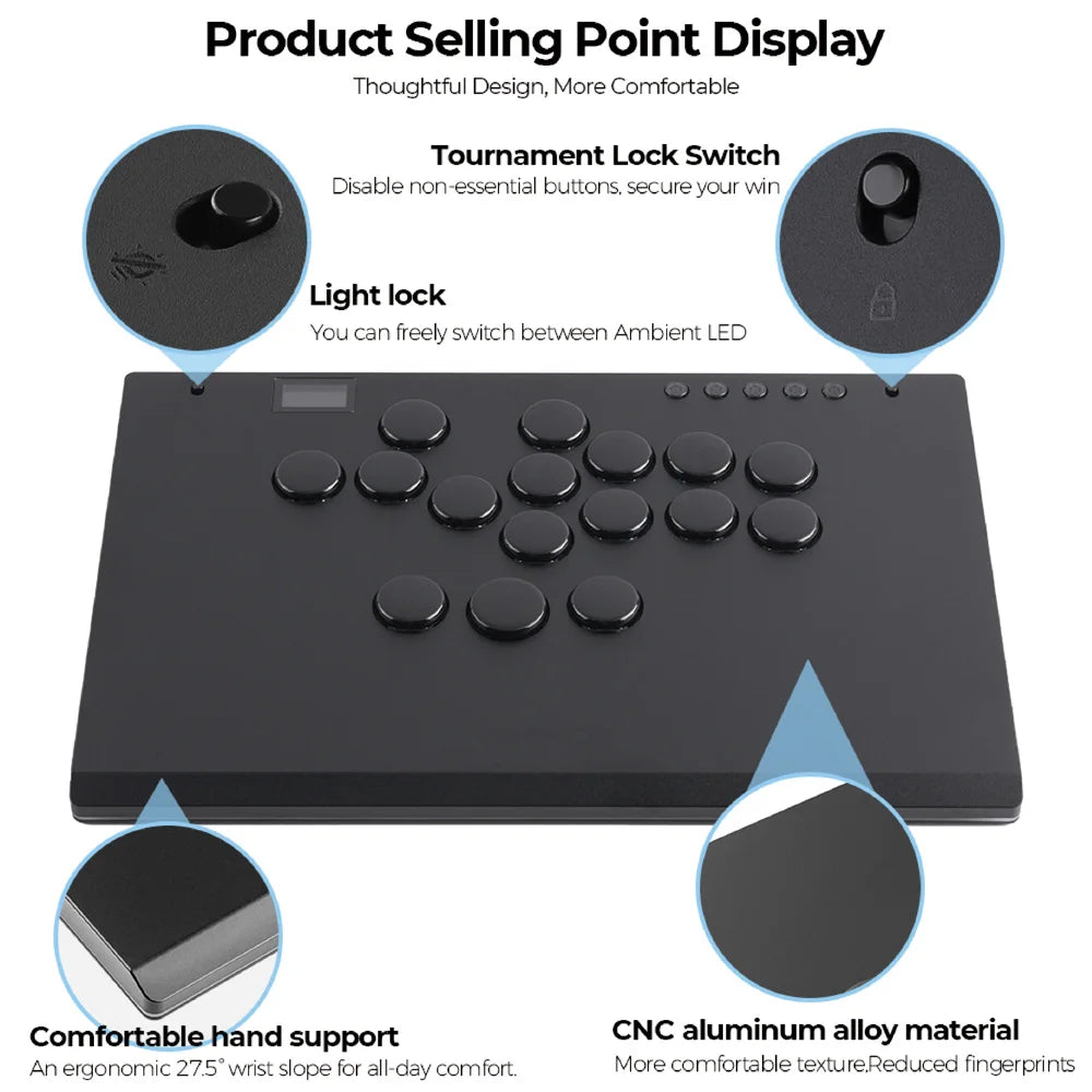 Aluminium Hitbox Leverless Arcade Controller M-Ultra by HitMyNeed
