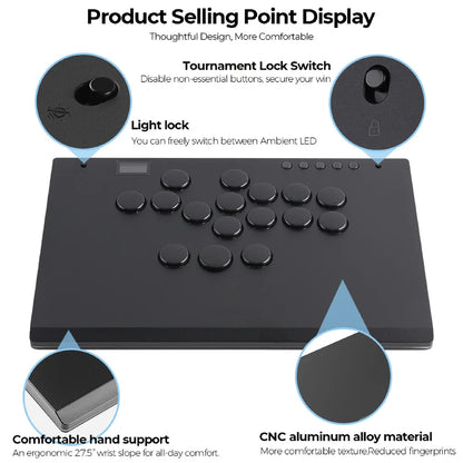 Aluminium Hitbox Leverless Arcade Controller M-Ultra by HitMyNeed