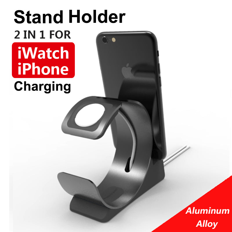 Aluminum 2-in-1 Charging Dock Stand for iPhone & Watch by HitMyNeed