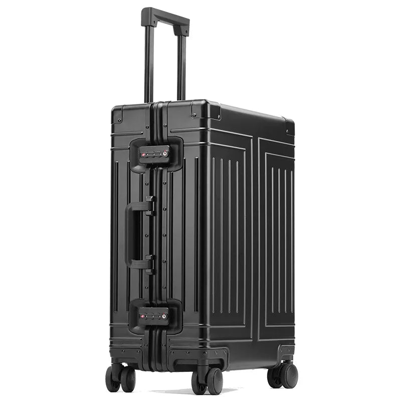 Aluminum Cabin & Check-In Trolley Suitcase with TSA Lock black 32-inch by HitMyNeed
