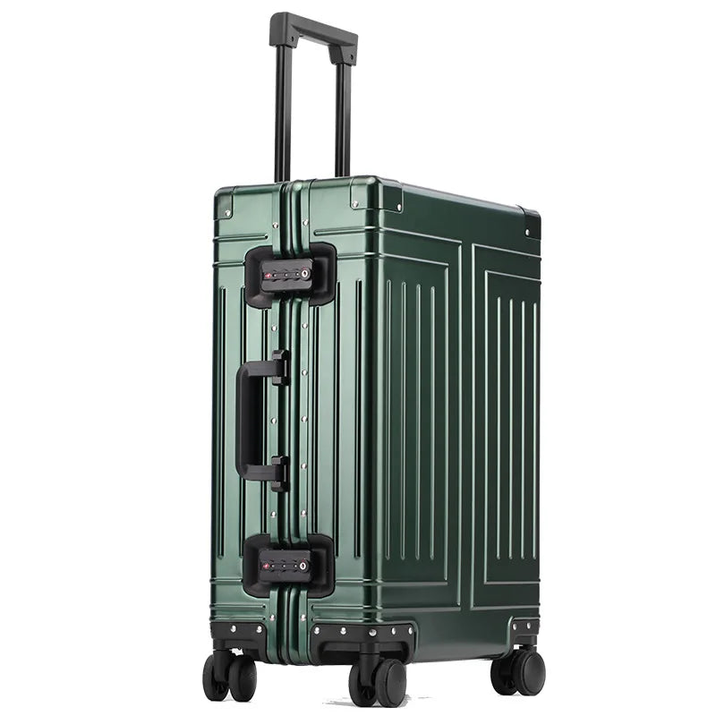 Aluminum Cabin & Check-In Trolley Suitcase with TSA Lock green 32-inch by HitMyNeed