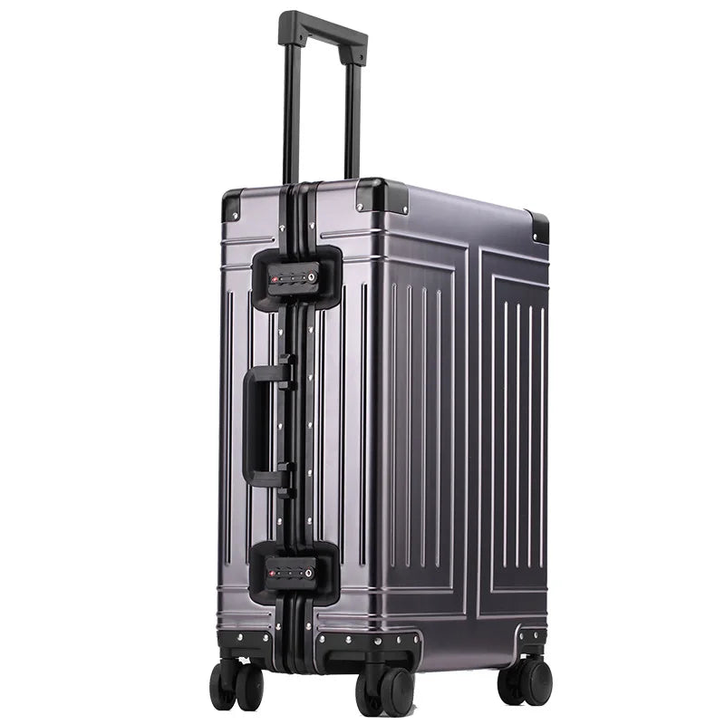 Aluminum Cabin & Check-In Trolley Suitcase with TSA Lock grey 32-inch by HitMyNeed