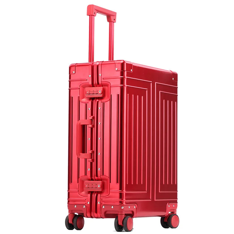Aluminum Cabin & Check-In Trolley Suitcase with TSA Lock red 32-inch by HitMyNeed