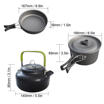 Aluminum Camping Cookware Set for 2-3 People by HitMyNeed