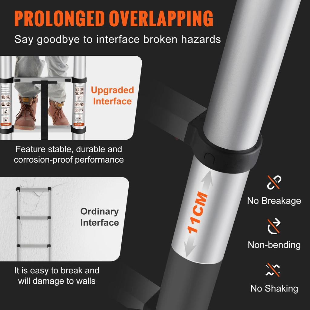 Aluminum Telescoping Ladder 10.5 ft or 12.5 ft by HitMyNeed