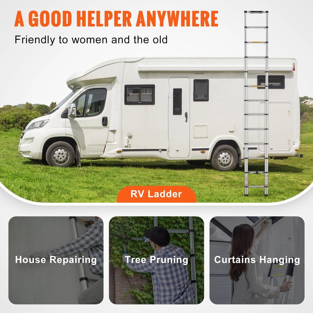 Aluminum Telescoping Ladder 10.5 ft or 12.5 ft by HitMyNeed