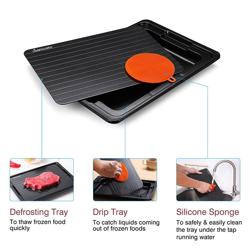 Aluminum Thawing Tray with Drip Tray & Sponge by HitMyNeed