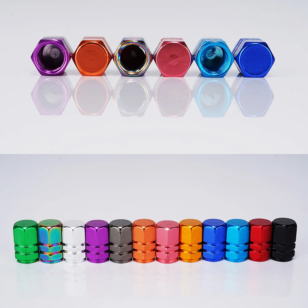 Aluminum Tire Valve Stem Caps for Cars, Bikes & Motorcycles by HitMyNeed