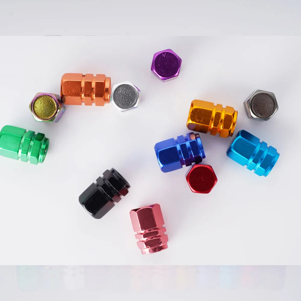Aluminum Tire Valve Stem Caps for Cars, Bikes & Motorcycles by HitMyNeed
