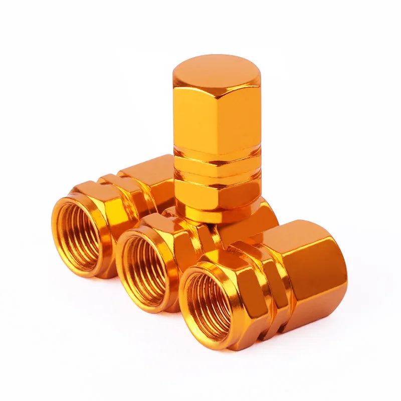 Aluminum Tire Valve Stem Caps for Cars, Bikes & Motorcycles gold by HitMyNeed