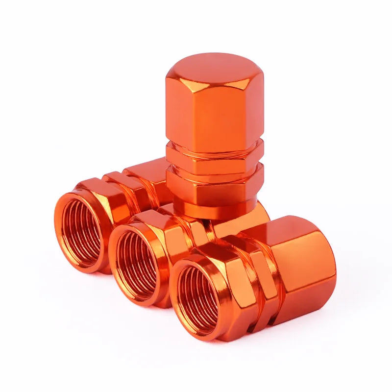 Aluminum Tire Valve Stem Caps for Cars, Bikes & Motorcycles orange by HitMyNeed