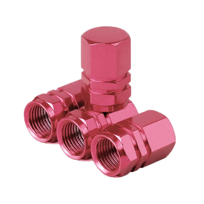 Aluminum Tire Valve Stem Caps for Cars, Bikes & Motorcycles pink by HitMyNeed