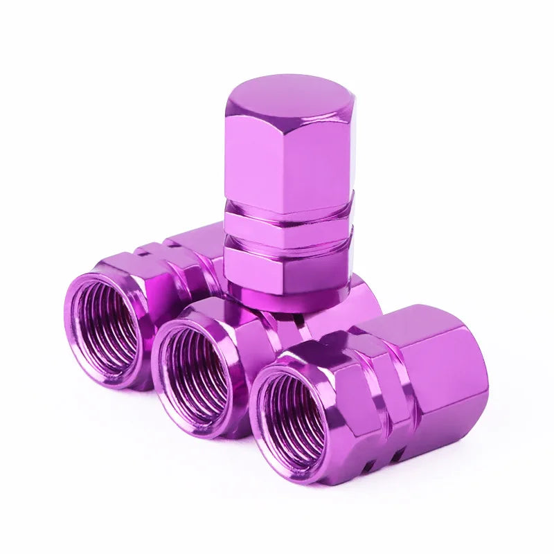 Aluminum Tire Valve Stem Caps for Cars, Bikes & Motorcycles purple by HitMyNeed