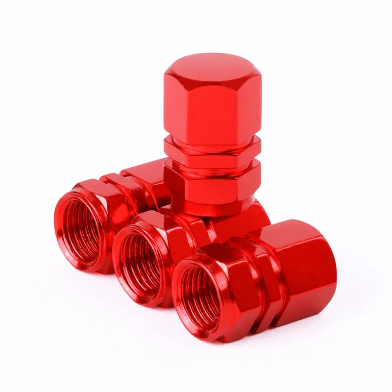 Aluminum Tire Valve Stem Caps for Cars, Bikes & Motorcycles red by HitMyNeed