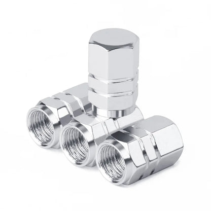 Aluminum Tire Valve Stem Caps for Cars, Bikes & Motorcycles silver by HitMyNeed