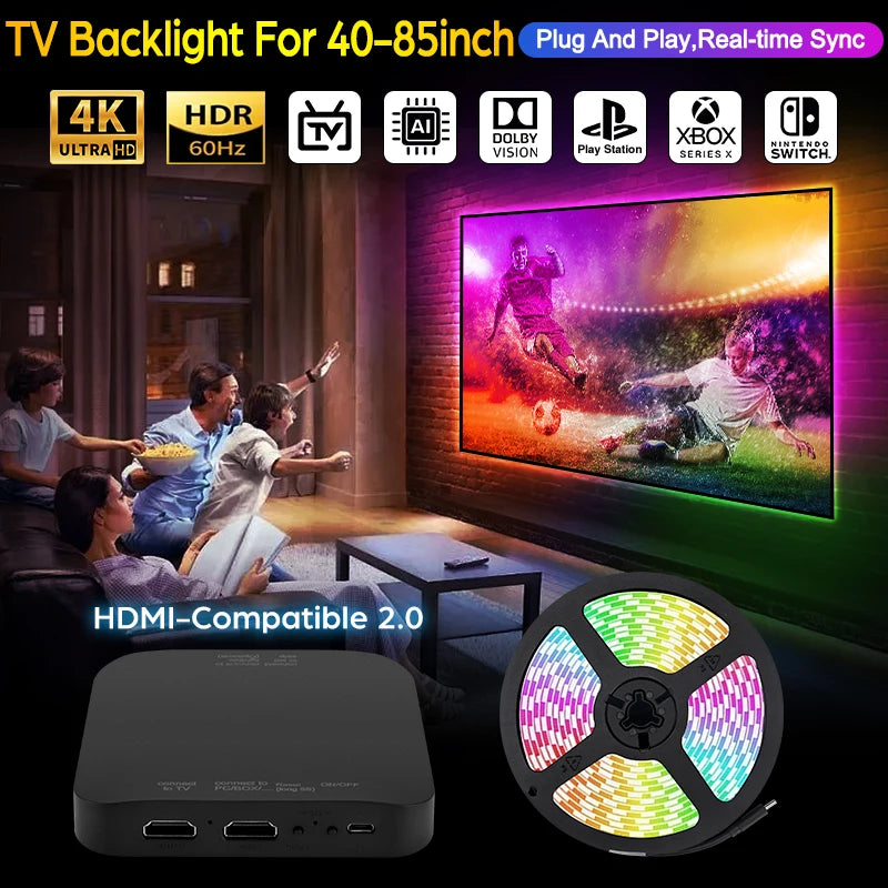 Ambient TV LED Backlight Sync for 40-85 inch Screens For 55-65 inch TV by HitMyNeed