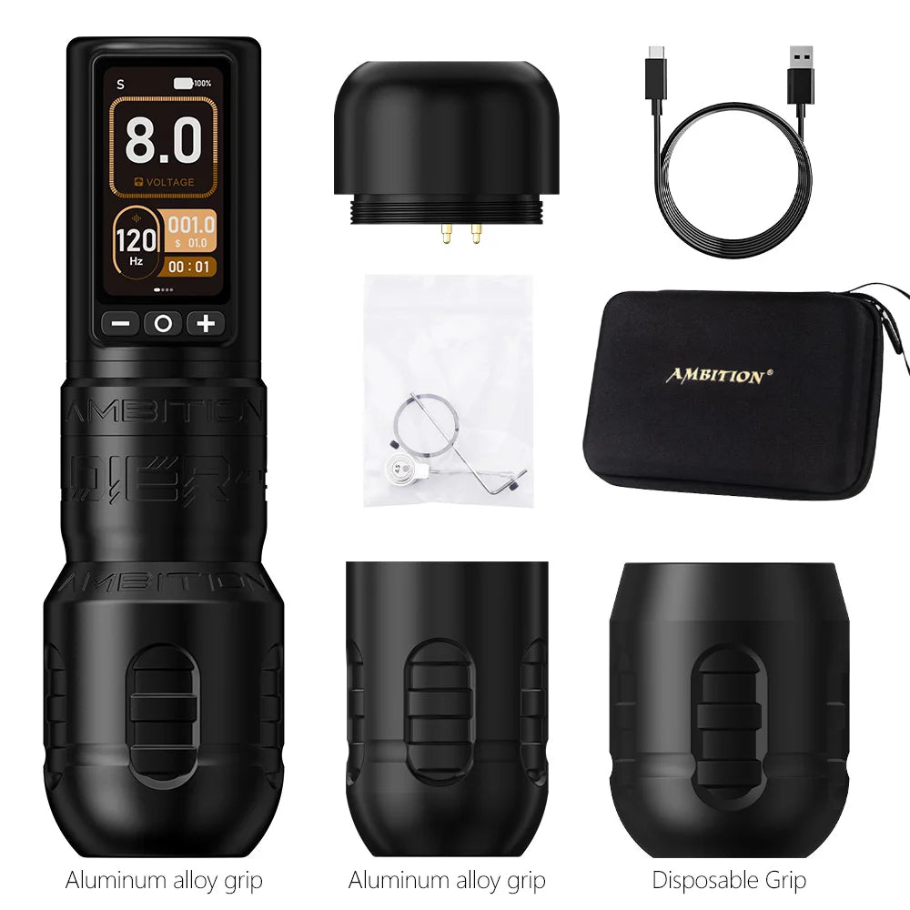 Ambition Soldier270 Wireless Tattoo Pen Machine black-1-battery by HitMyNeed