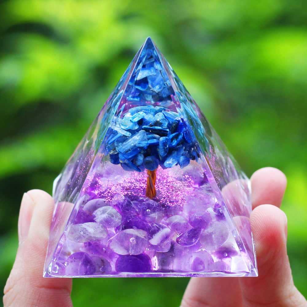 Amethyst & Peridot Orgone Pyramid Energy Generator a04 by HitMyNeed