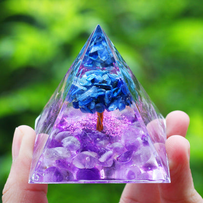 Amethyst & Peridot Orgone Pyramid Energy Generator a04 by HitMyNeed