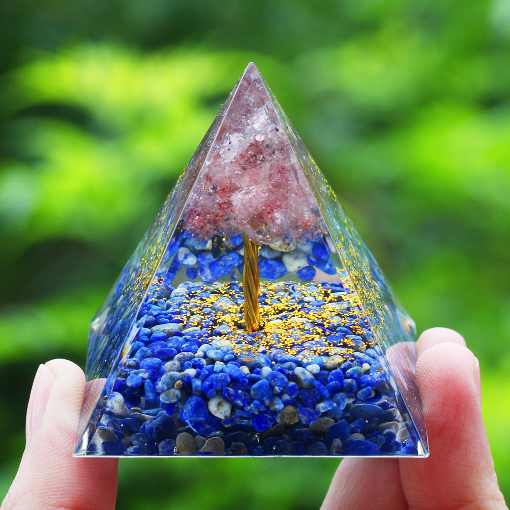 Amethyst & Peridot Orgone Pyramid Energy Generator a05 by HitMyNeed
