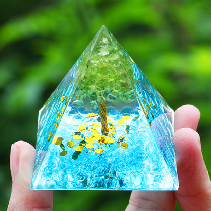 Amethyst & Peridot Orgone Pyramid Energy Generator a13 by HitMyNeed