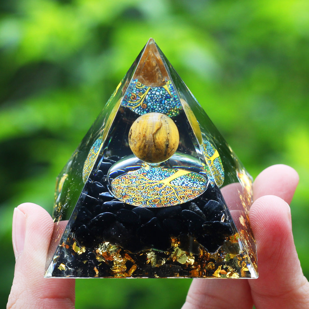 Amethyst & Peridot Orgone Pyramid Energy Generator a19 by HitMyNeed