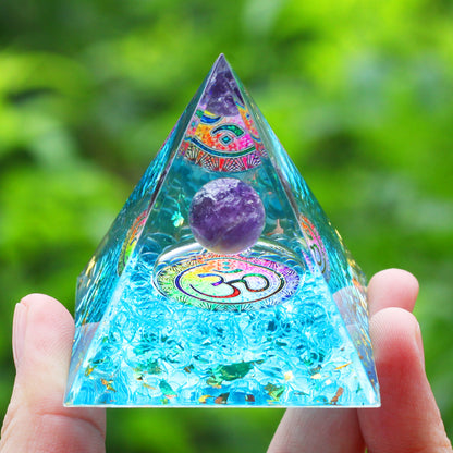 Amethyst & Peridot Orgone Pyramid Energy Generator a31 by HitMyNeed