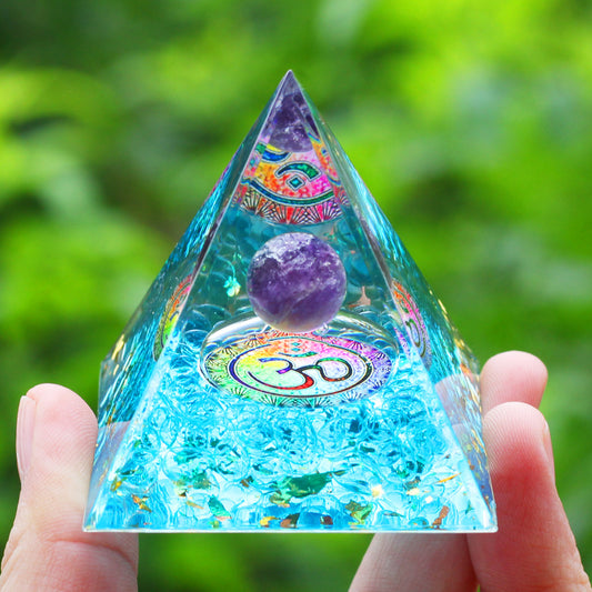 Amethyst & Peridot Orgone Pyramid Energy Generator a31 by HitMyNeed
