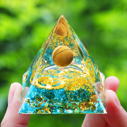 Amethyst & Peridot Orgone Pyramid for Meditation a07 by HitMyNeed