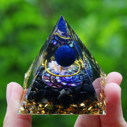 Amethyst & Peridot Orgone Pyramid for Meditation a08 by HitMyNeed