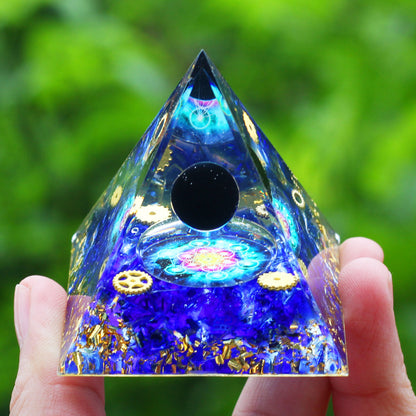 Amethyst & Peridot Orgone Pyramid for Meditation a11 by HitMyNeed