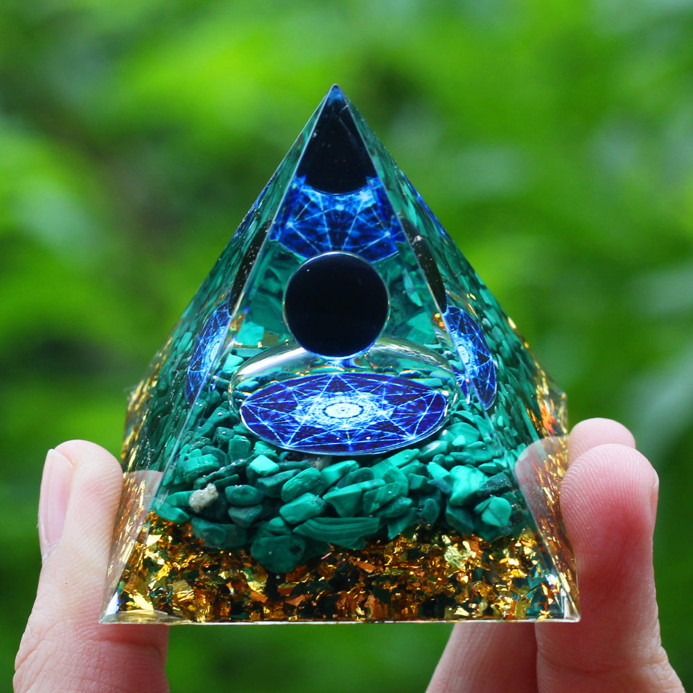 Amethyst & Peridot Orgone Pyramid for Meditation a28 by HitMyNeed