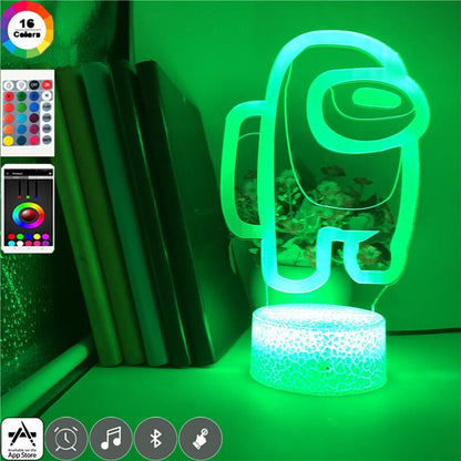 Among Us LED 3D Effect Night Light with Remote by HitMyNeed