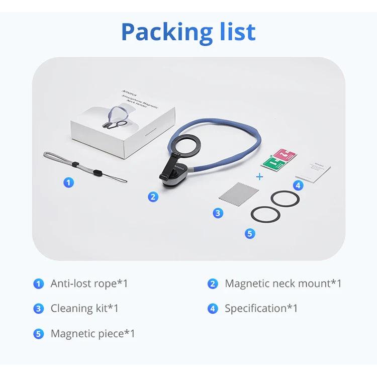 Amorus Magnetic Silicone Neck Mount for Phone Vlogging blue by HitMyNeed