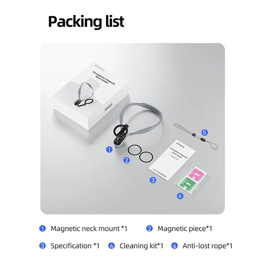 Amorus Magnetic Silicone Neck Mount for Phone Vlogging grey by HitMyNeed