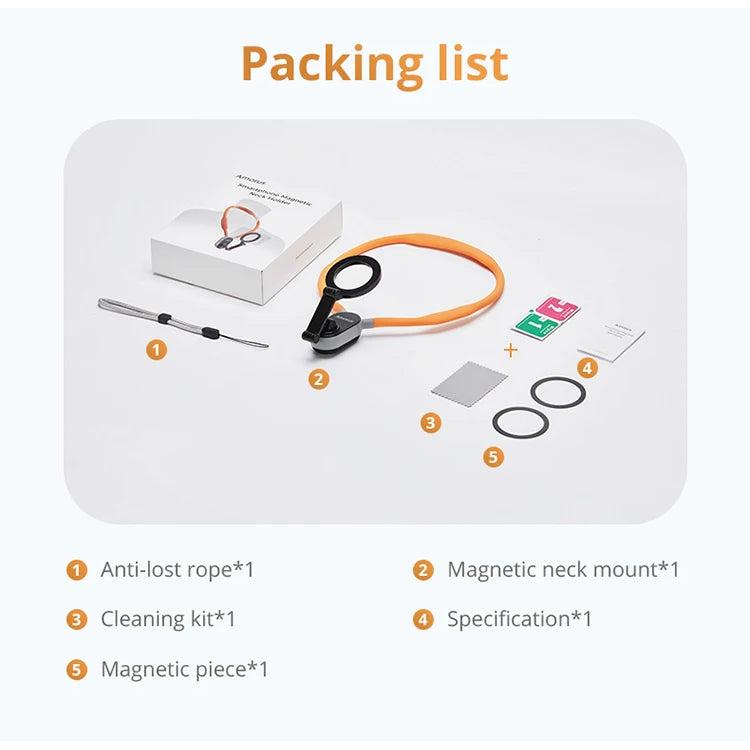 Amorus Magnetic Silicone Neck Mount for Phone Vlogging orange by HitMyNeed