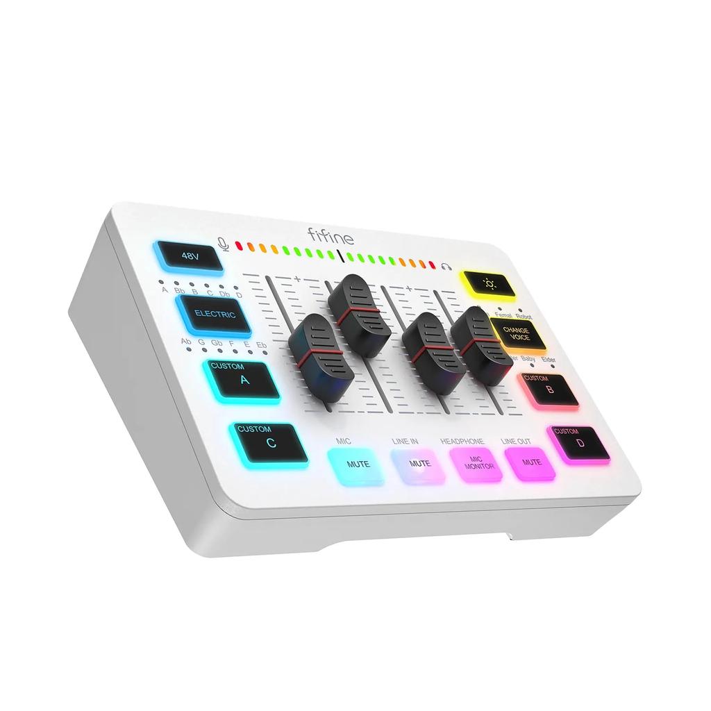 AmpliGame SC3 4-Channel RGB Gaming Audio Mixer white by HitMyNeed