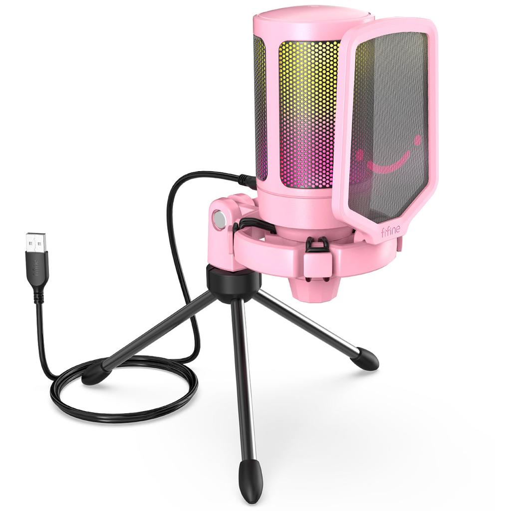 Ampligame USB Condenser Microphone for Gaming & Streaming pink by HitMyNeed