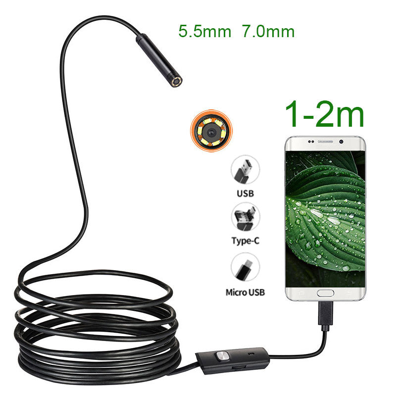 Android 3‑in‑1 USB Borescope Inspection Camera 5m 5-5mm-2m by HitMyNeed