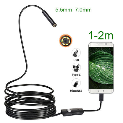 Android 3‑in‑1 USB Borescope Inspection Camera 5m 5-5mm-2m by HitMyNeed