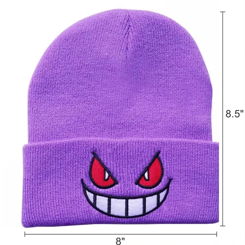 Anime Knitted Cap Unisex Cartoon Embroidered Hat purple by HitMyNeed