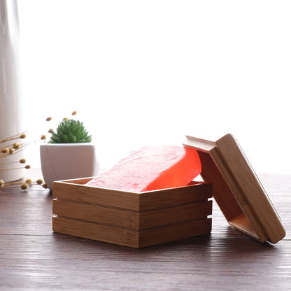 Anti-Bacterial Bamboo Wooden Soap Box with Lid by HitMyNeed