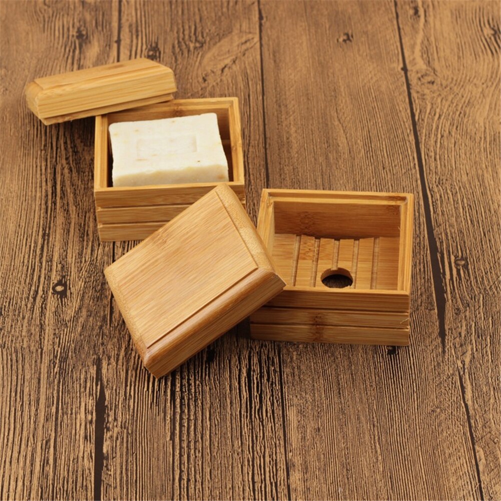 Anti-Bacterial Bamboo Wooden Soap Box with Lid by HitMyNeed
