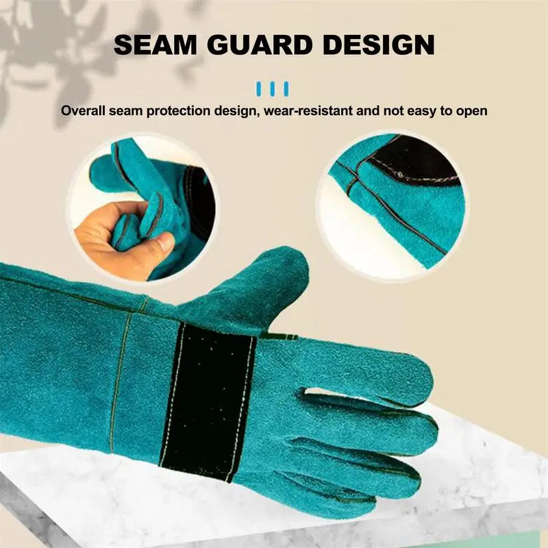 Anti-Bite Cowhide Animal Handling Gloves, Long Sleeve by HitMyNeed