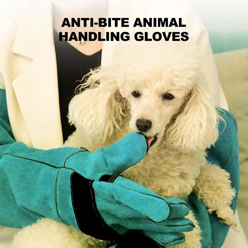 Anti-Bite Cowhide Animal Handling Gloves, Long Sleeve by HitMyNeed