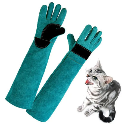 Anti-Bite Cowhide Animal Handling Gloves, Long Sleeve 45cm by HitMyNeed