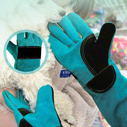 Anti-Bite Cowhide Animal Handling Gloves, Long Sleeve by HitMyNeed
