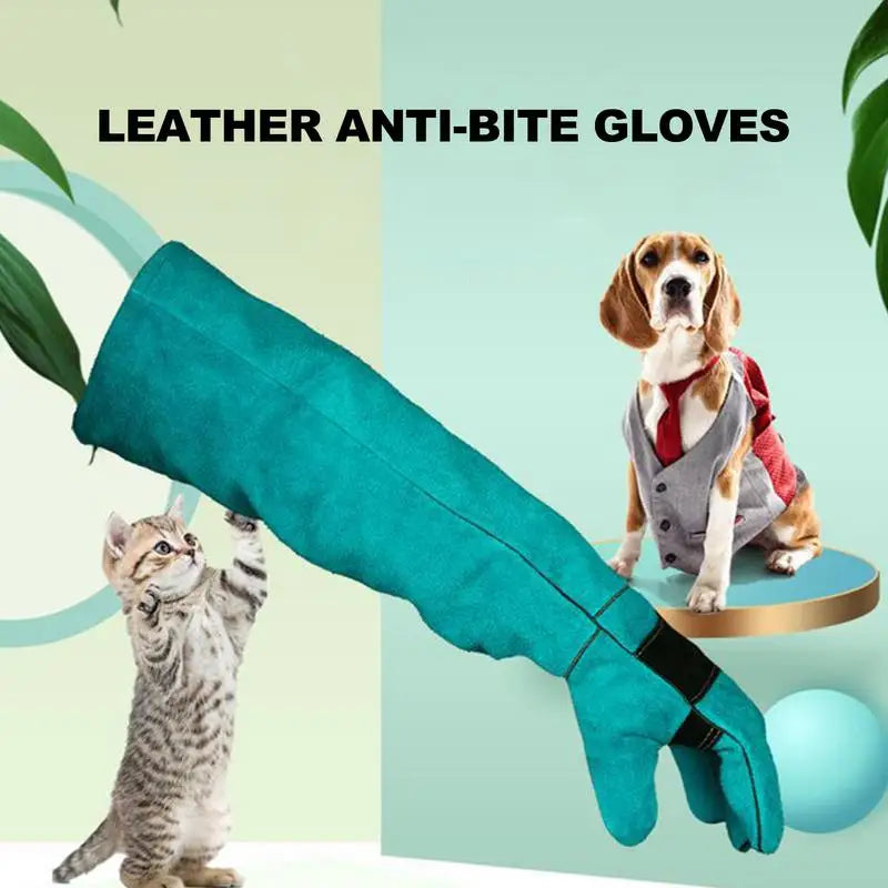 Anti-Bite Cowhide Animal Handling Gloves, Long Sleeve 60cm by HitMyNeed