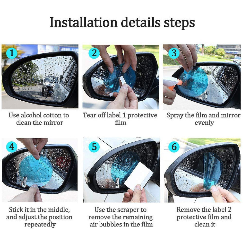 Anti-Fog Rainproof Rearview Mirror Films (8 Pack) by HitMyNeed