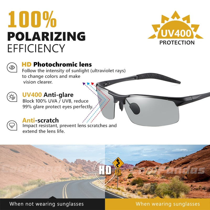 Anti-Glare Photochromic Polarized Sunglasses by HitMyNeed